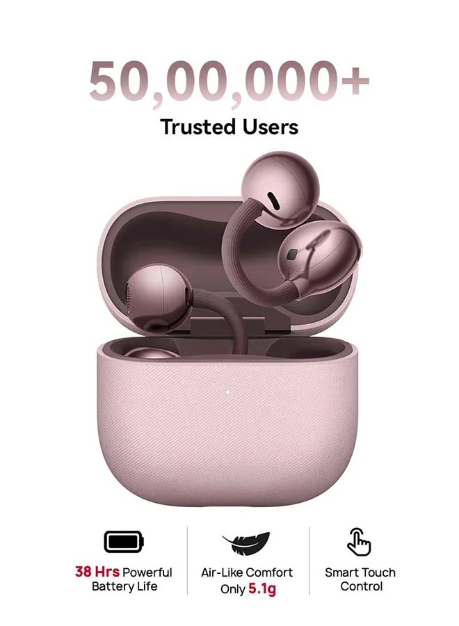 Smart Open-Ear Wireless Earbuds, Premium Bluetooth Headphones with C-Bridge Design, Waterproof Sport Earphones for iOS and Android (Berry Purple) ppe4p