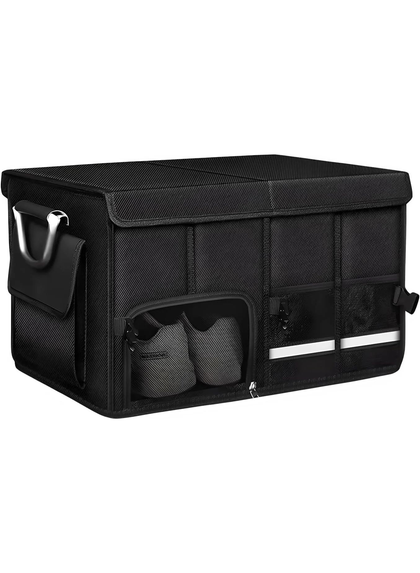 Arabest Car Trunk Organizer, Premium Collapsible Cargo Storage with Lid & Handle, Multi-Compartment Waterproof Oxford Fabric for SUVs and Sedans (52L) romzl