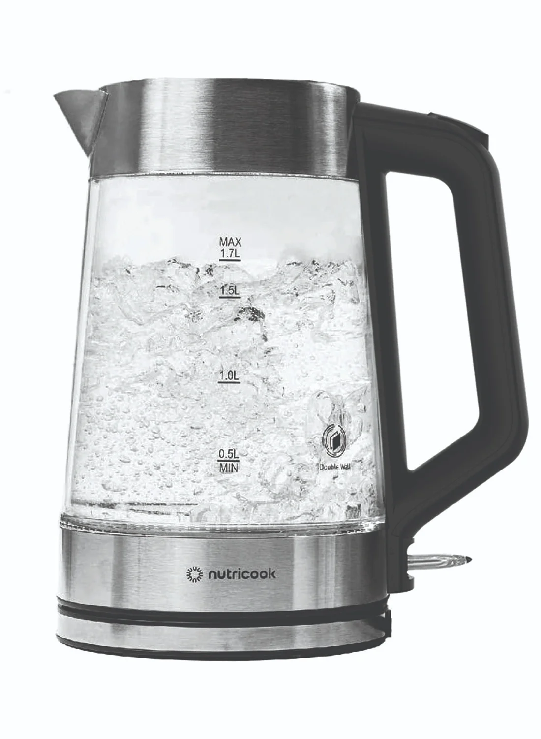 Nutricook Glass Electric Kettle with Cool Touch Exterior and LED Indicator (1.7 L, 2200 W) qgc9t