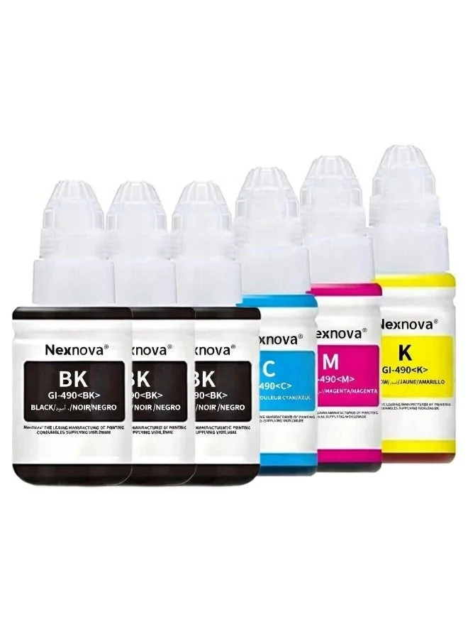 Premium Ink Refill Set for Inkjet Printers (6-Pack, 3 Black, 1 Cyan, 1 Magenta, 1 Yellow) 64ff0