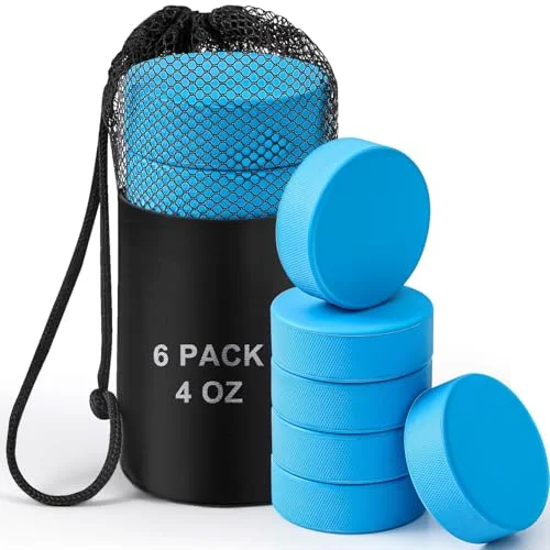 ShinyRelief Ice Hockey Training Pucks Set, Lightweight Practice Pucks for Stick Handling and Skill Development (Blue, 6 Pack, 113 g) emotf