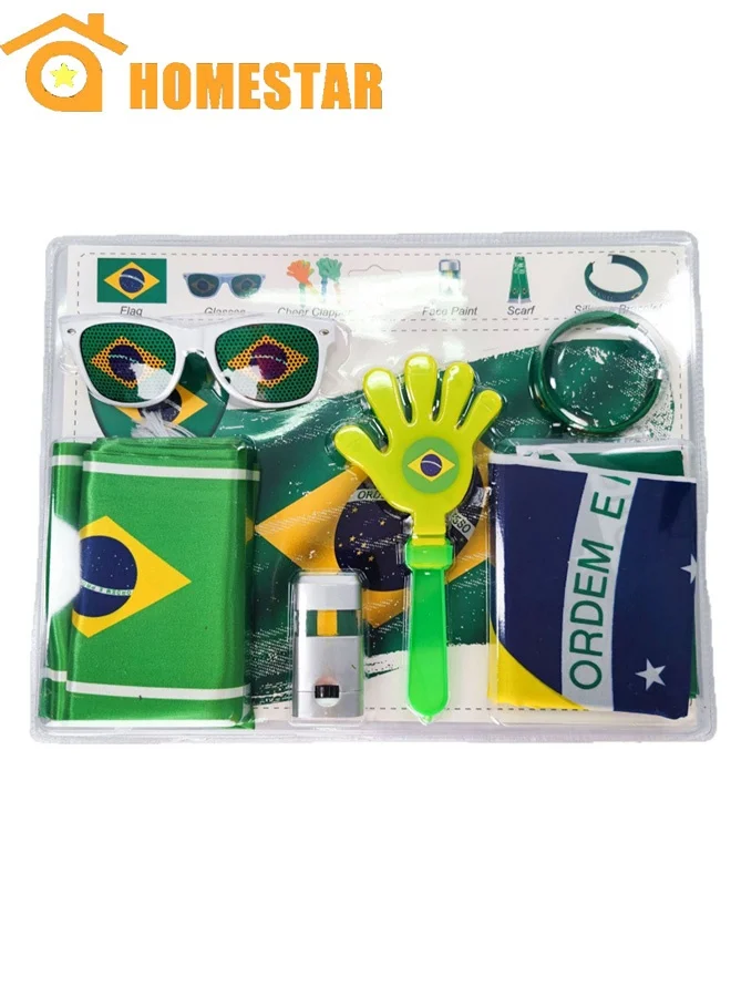 HOMESTAR Brazil Fan Kit 6-in-1 Event Atmosphere Props (Multi-Color, One Size) 5z62y