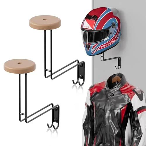 Premium Motorcycle Helmet Holder Wall Mount Rack (2 Pack, Heavy-Duty Metal) Organizer for Entryway or Garage 88ese