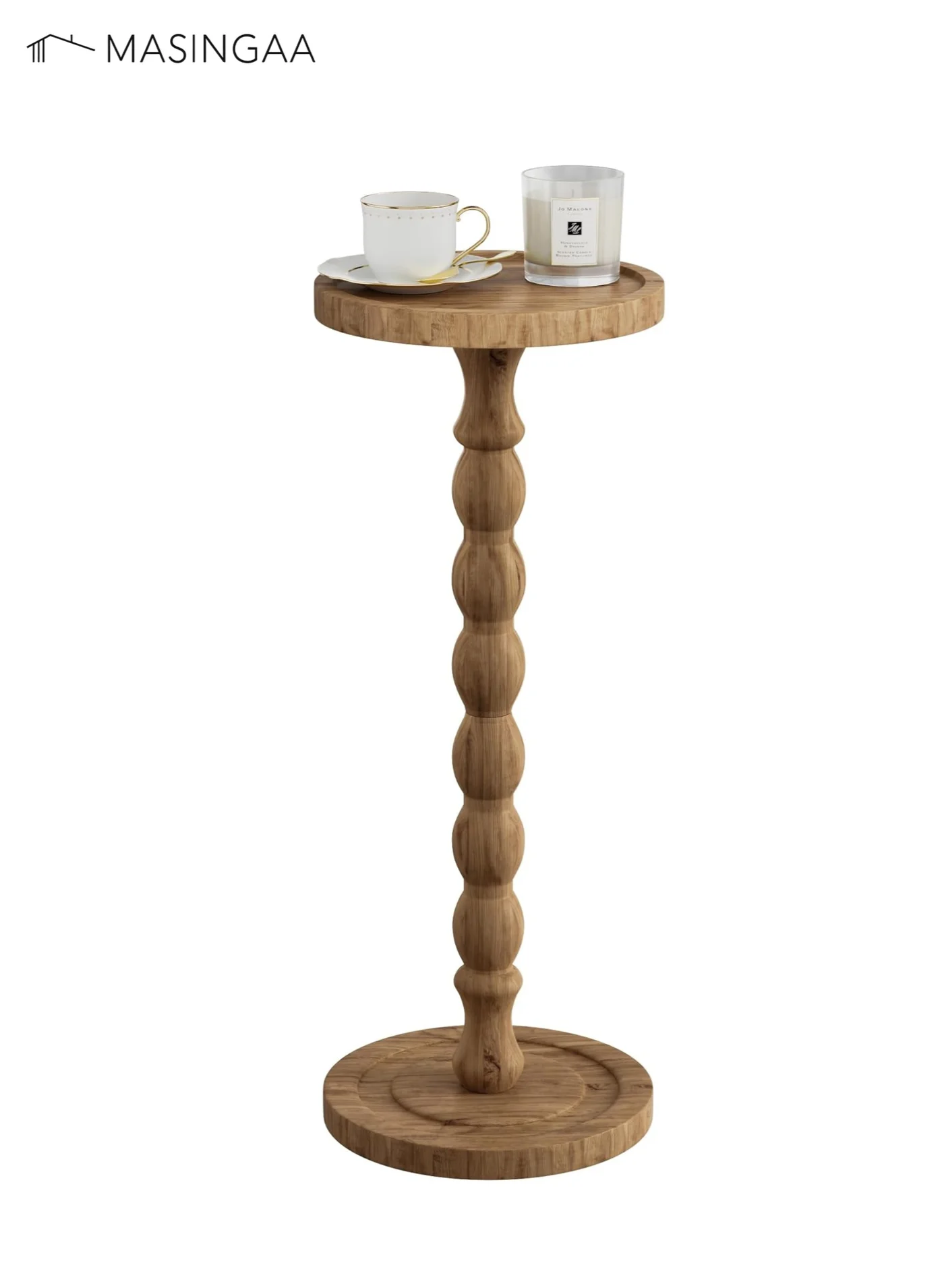 MASINGAA Solid Wood Coffee Table Premium Sturdy Side Table for Living Room and Bedroom (Brown, 45 cm x 45 cm x 50 cm) f80ec