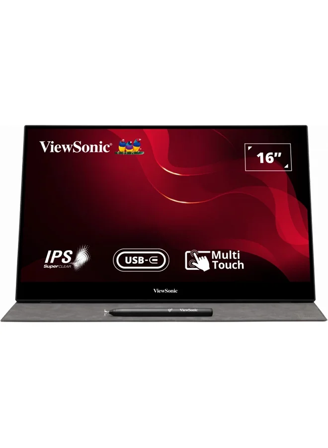 Premium 16-inch Portable Touch Monitor Full HD IPS Display with Dual Speakers and Magnetic Cover (Silver, 16 inch) iwyjz
