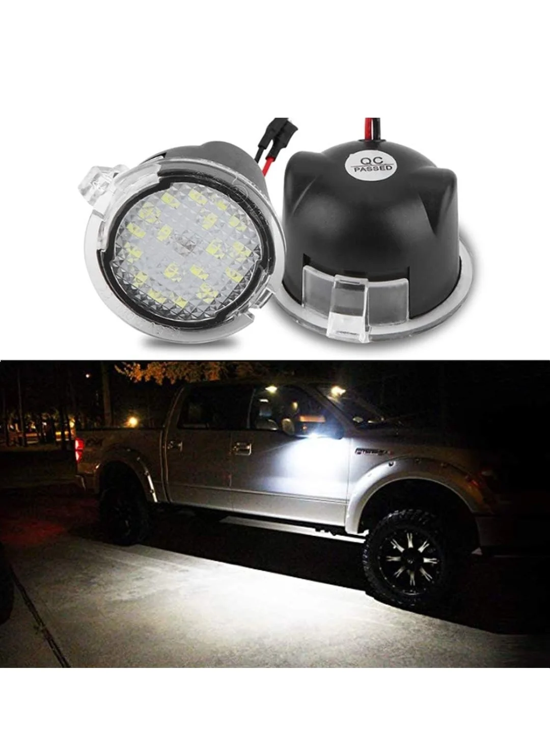 Vierex LED Side Mirror Puddle Lights for Automotive Exterior Lighting (White, 2 pcs) nmdkr
