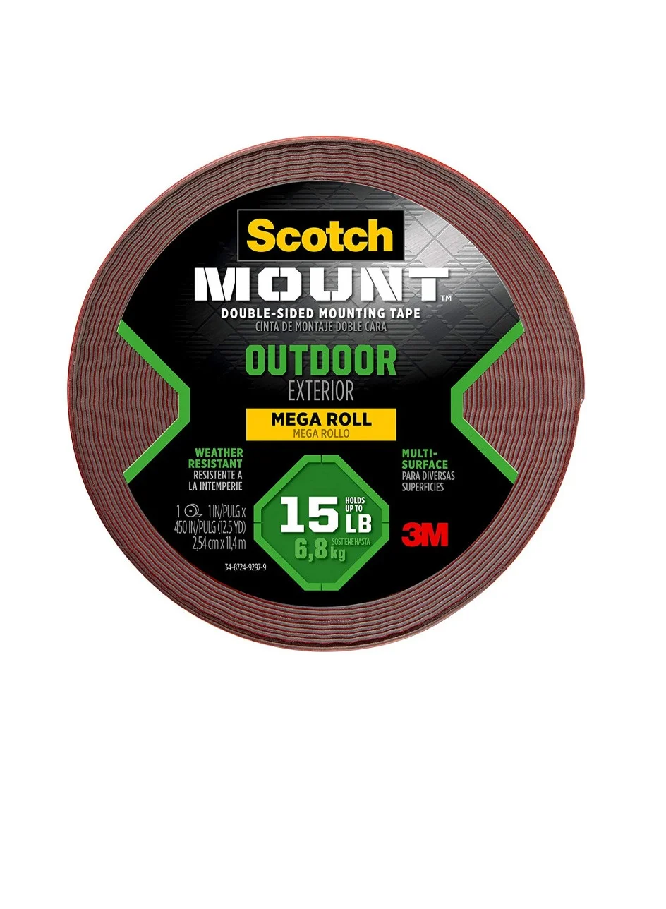 Premium Outdoor Double-Sided Mounting Tape (Weather-Resistant Adhesive, 2.5 cm x 11.4 m) yhajx
