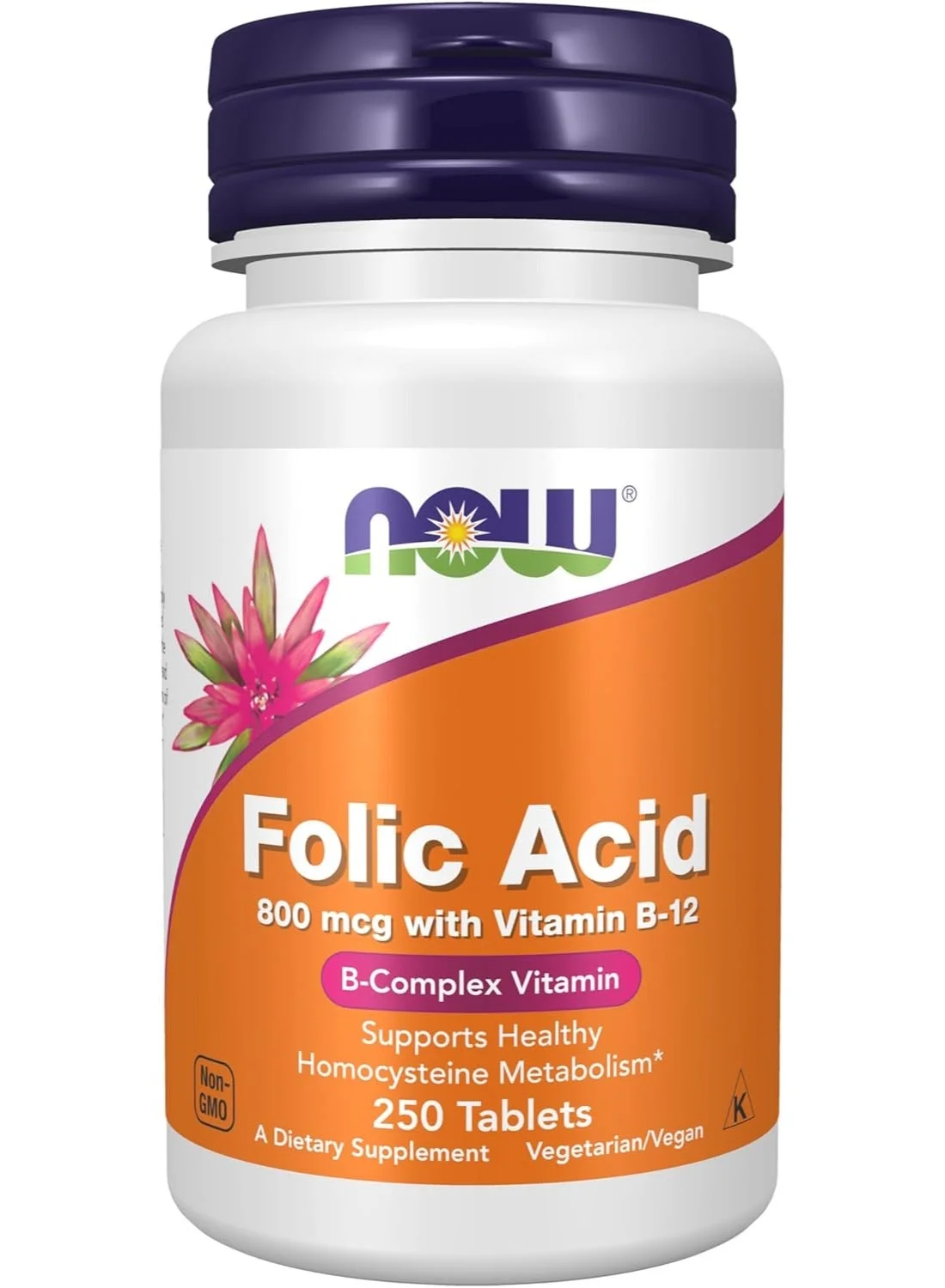 Premium Folic Acid 800 mcg with Vitamin B-12 25 mcg Complex Supplement (250 Tablets) b80i8