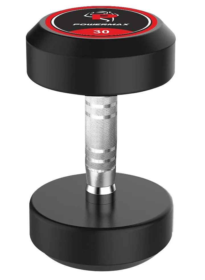 PowerMax Fitness Professional Round Rubber Coated Dumbbell (Black, 30 kg) cul99