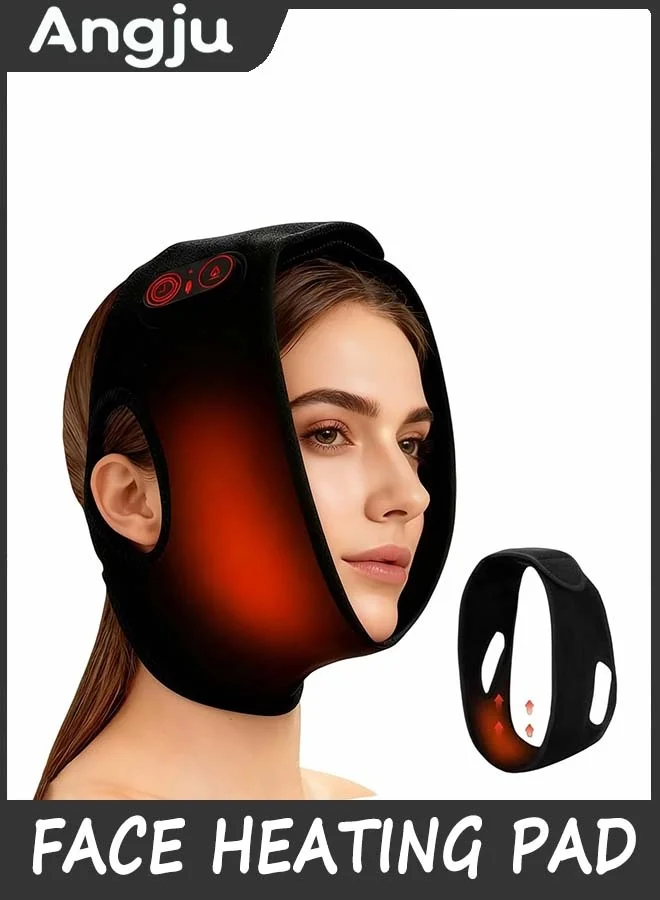 Angju Cordless Face Heating Pad for Jaw and Chin Support (Adjustable Heat and Timer, Rechargeable, Premium Soft Fabric) 577w6