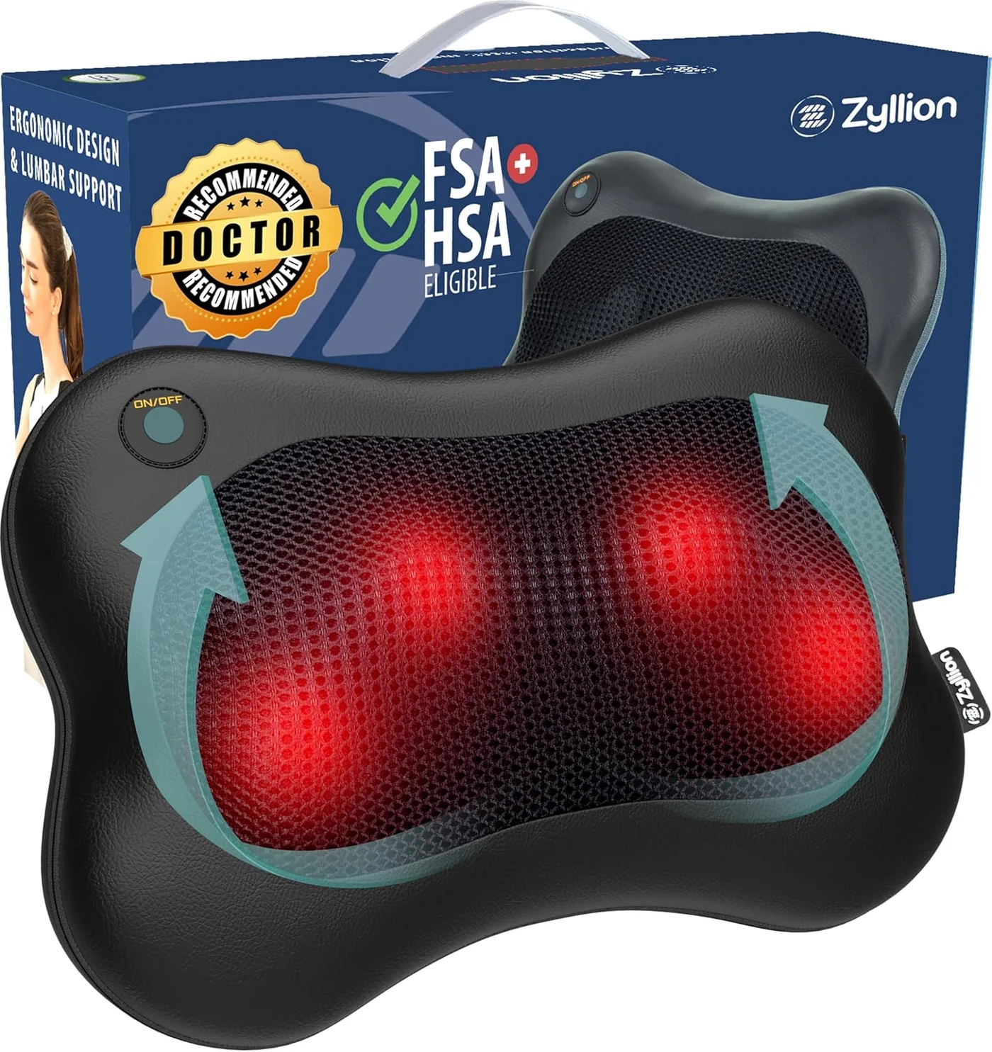 Premium Cordless Shiatsu Back and Neck Massager with Heat 3D Electric Kneading Deep Tissue Pillow for Muscle Relaxation (Black) n22tr