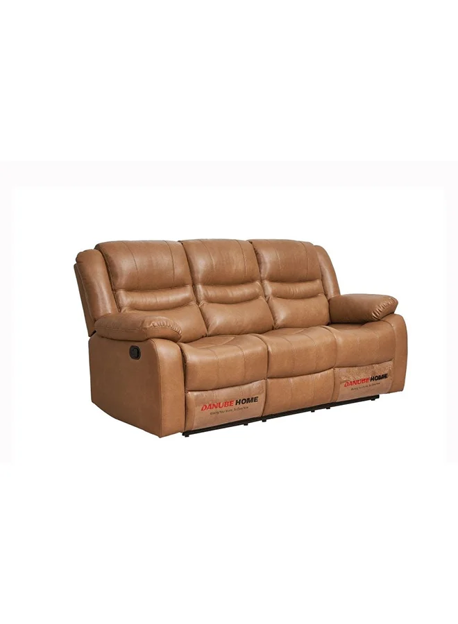 Danube Home Dazler 3-Seater Recliner Sofa Premium Air Leather Modern Living Room Furniture (Brown, 207 x 94 x 104 cm) aw311