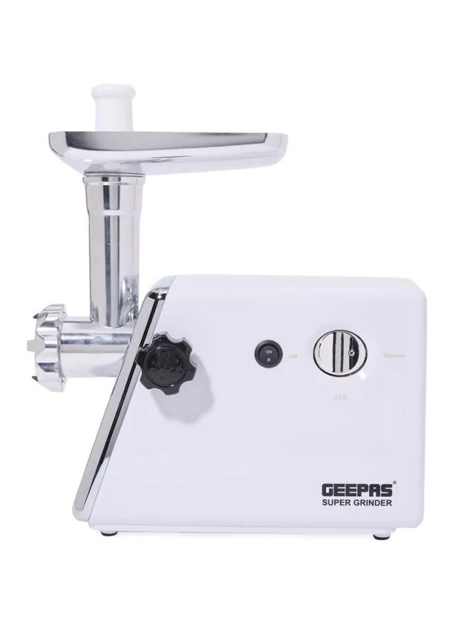 GEEPAS Electric Meat Grinder with Stainless Steel Blade and Reverse Function (White, 1200 W) cpy9p