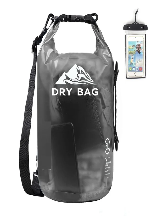 Delzon Waterproof Dry Bag Roll Top Sack for Outdoor Sports (Black, 5 Liter) 9atb4