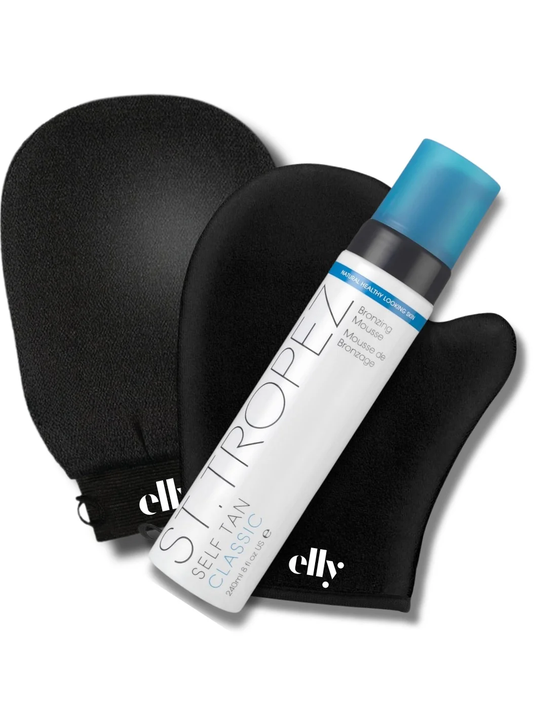 Premium Self-Tanning Mousse Set with Application and Exfoliating Mitts (240 mL) dshqe