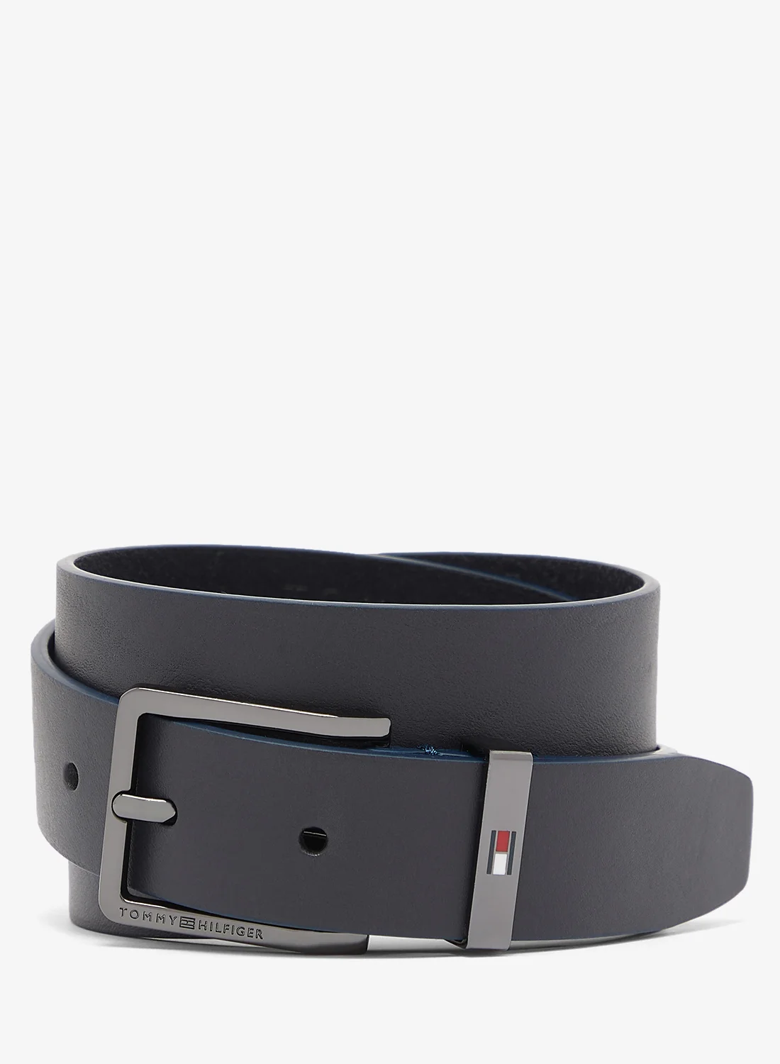 Premium Leather Belt with Debossed Logo and Square Buckle (Black, 110 cm) r3j43