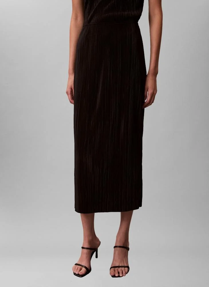 Premium A-Line Midi Skirt Elegant High-Waisted Flowy Silhouette For Women (Solid Color) knahf