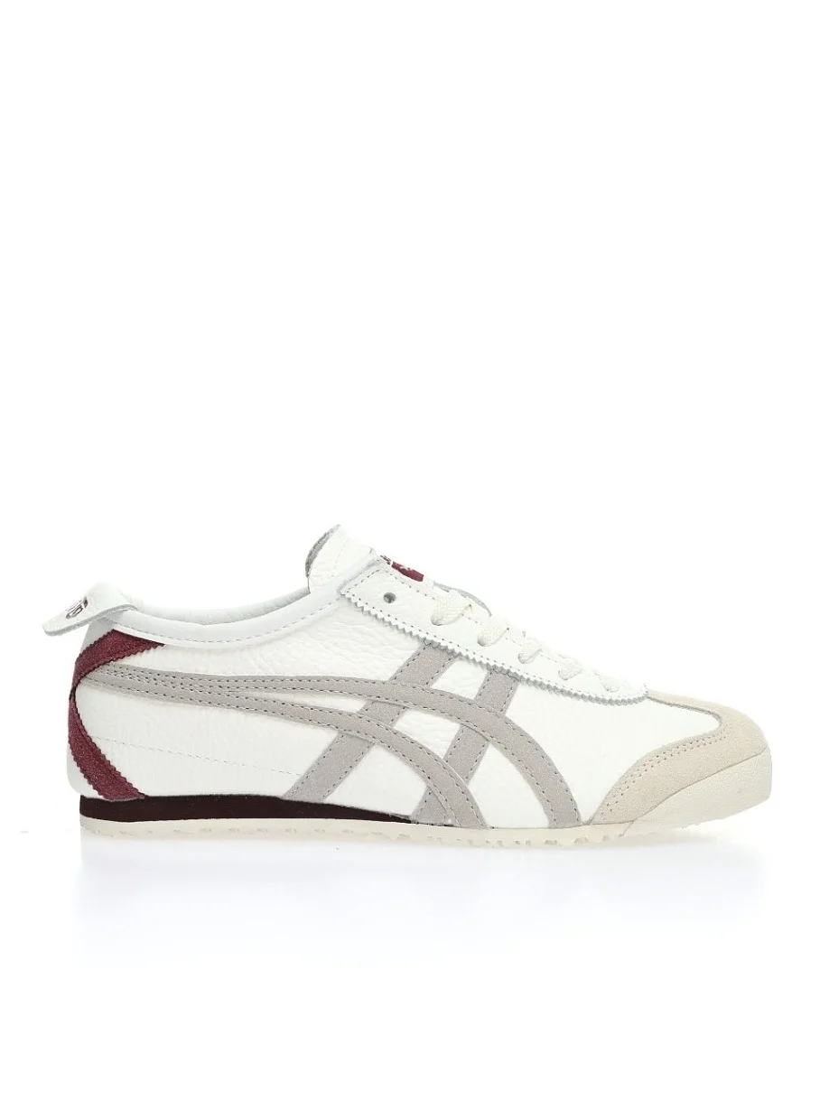 Premium Retro Low-Top Sneakers Colorblock Design (Beige/White/Red, Unisex Adult) gq5k5