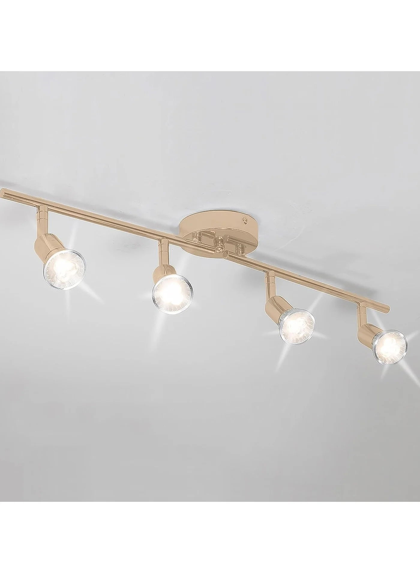 Ganeed Modern 4-Light LED Track Lighting Kit, Rotatable Gold Ceiling Spotlights Fixture for Bedroom and Studio (4 x GU10 Bulbs Included) cyiyp