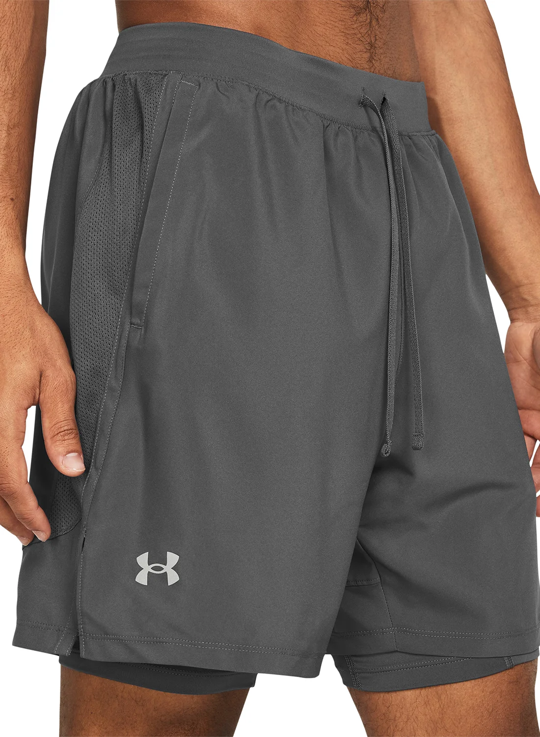 Athletic 2-in-1 Running Shorts with Built-in Liner Premium Moisture-Wicking Performance Gear (Black, 18 cm) gilwg