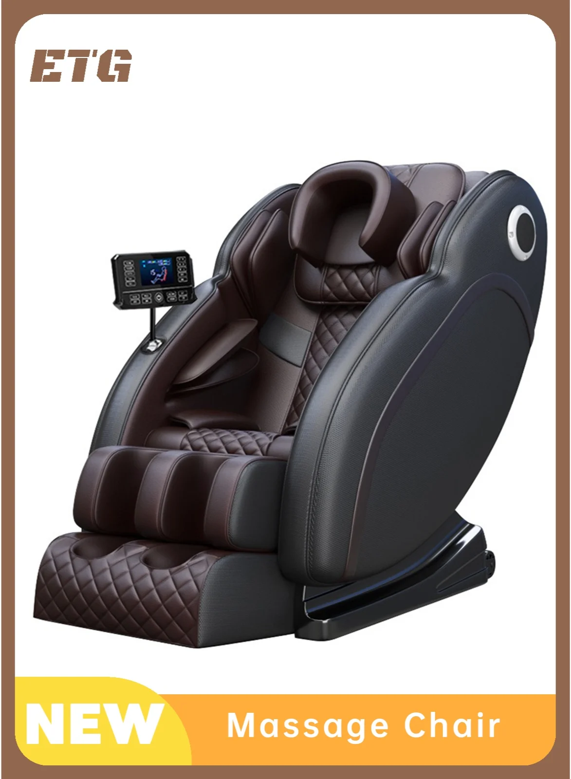 ETG Full Body Zero Gravity Massage Recliner Chair with Heat Therapy and Bluetooth Connectivity (Premium Leather, 150 cm) 7uxar