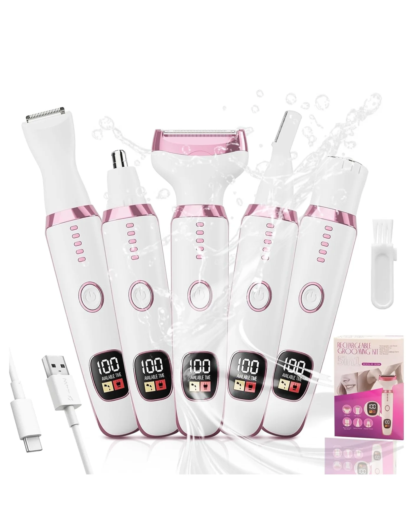 DOLOLO 5-in-1 Electric Epilator for Women Premium Stainless Steel Grooming Kit for Face and Body (1 Set) fl50s