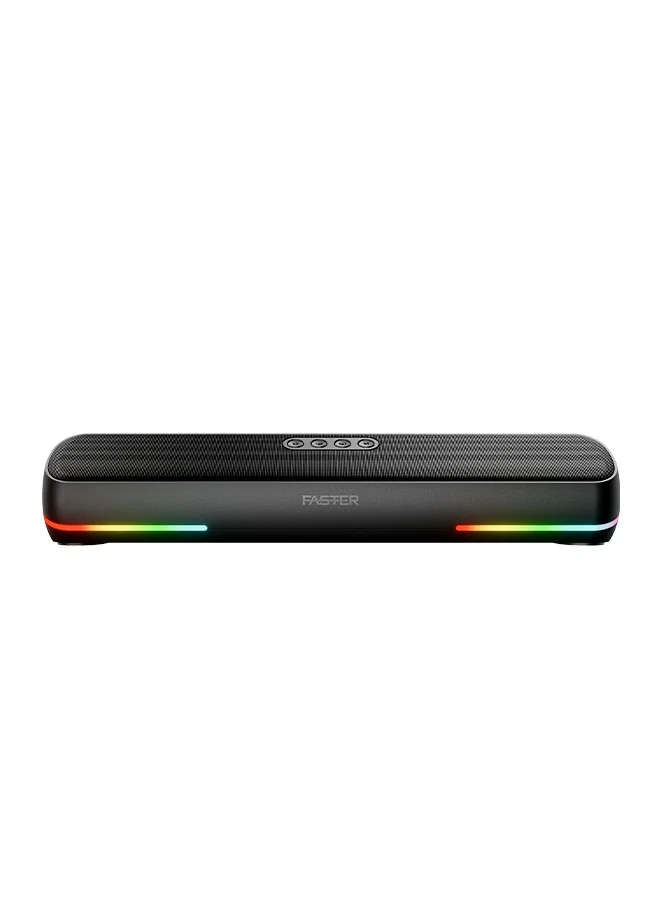 Premium Wireless Bluetooth Soundbar 16W Portable Stereo Speaker System with TWS FM Radio and Deep Bass for Home Theater (Charcoal Grey) 1ji26