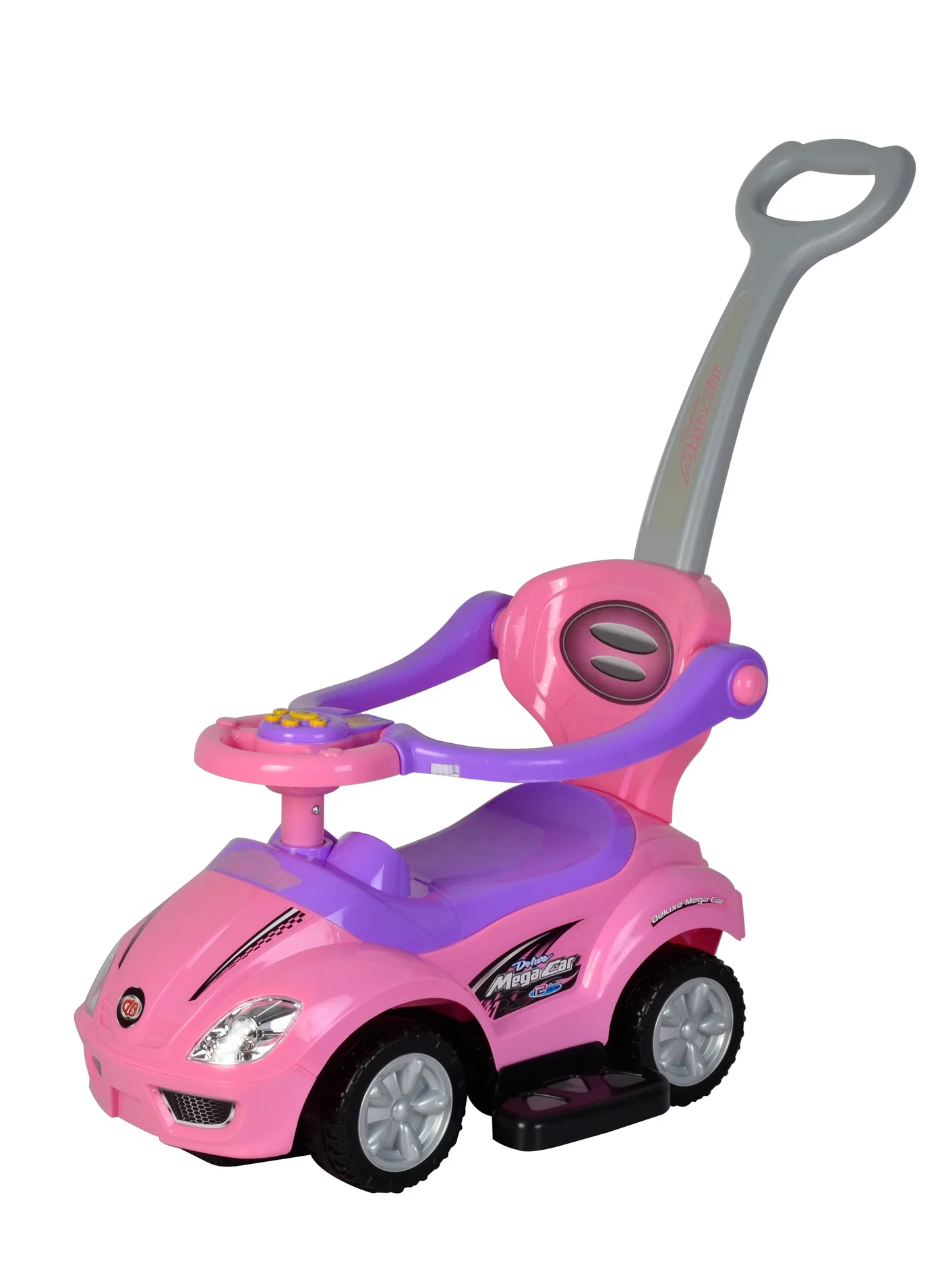 GOLD MANTIS 3-in-1 Kids Ride On Push Car with Handle and Sound Effects (Pink, 85 cm) mhx0z