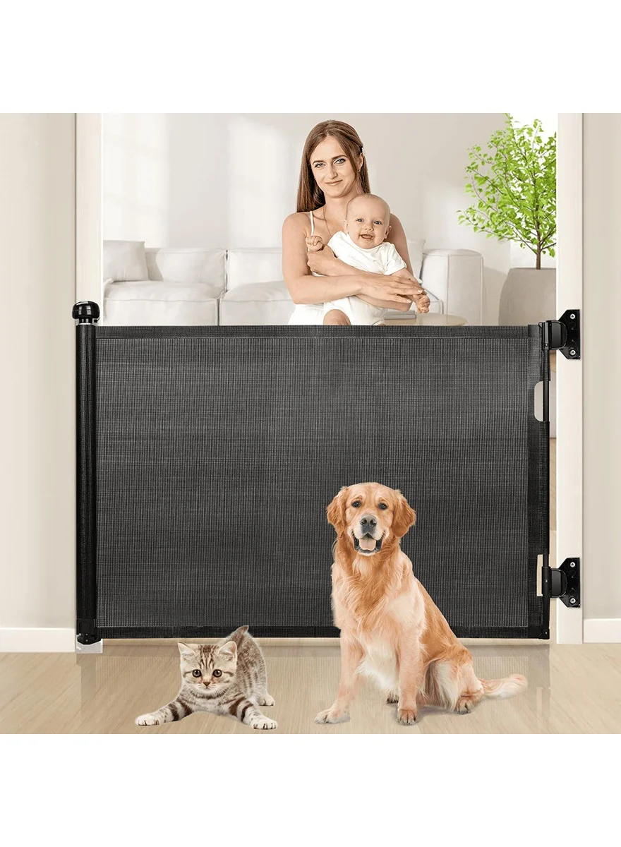 ZERIFAM Retractable Safety Gate for Babies and Pets, Extra Wide Mesh Barrier for Stairs and Doorways (86cm Tall, 140cm Wide) mknkl