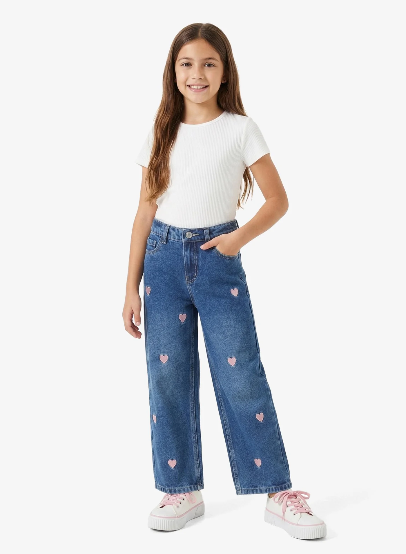 Pinata Embroidered Straight Fit Jeans Premium Denim Trousers for Women (Blue, 30 inch) 9rs7f