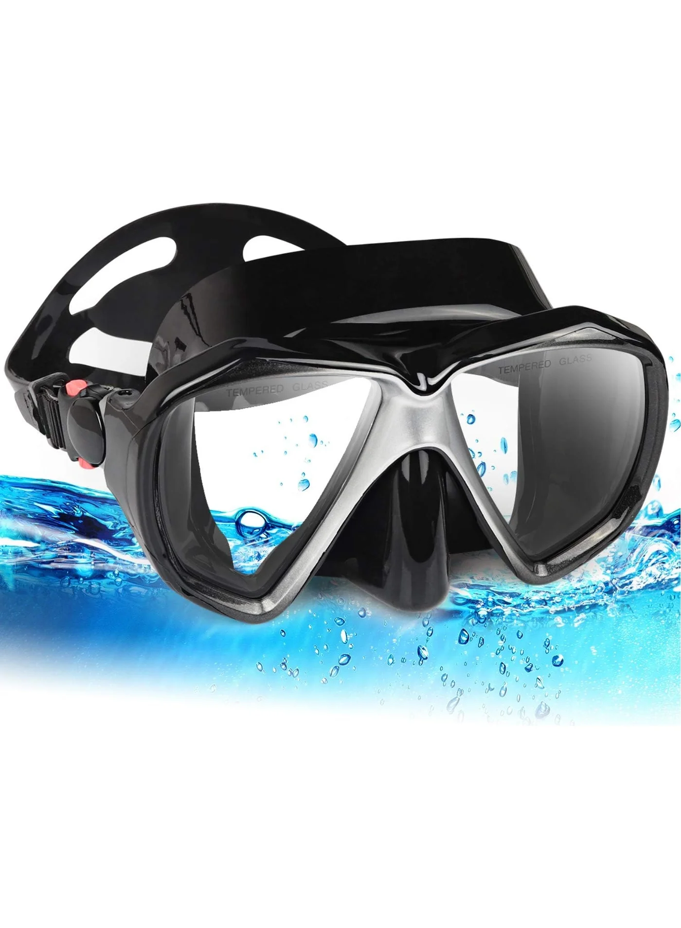 Premium Panoramic Scuba Diving Mask with Tempered Glass Lens and Anti-Fog Coating for Snorkeling and Swimming (Adult/Youth, One Size) ayx1g