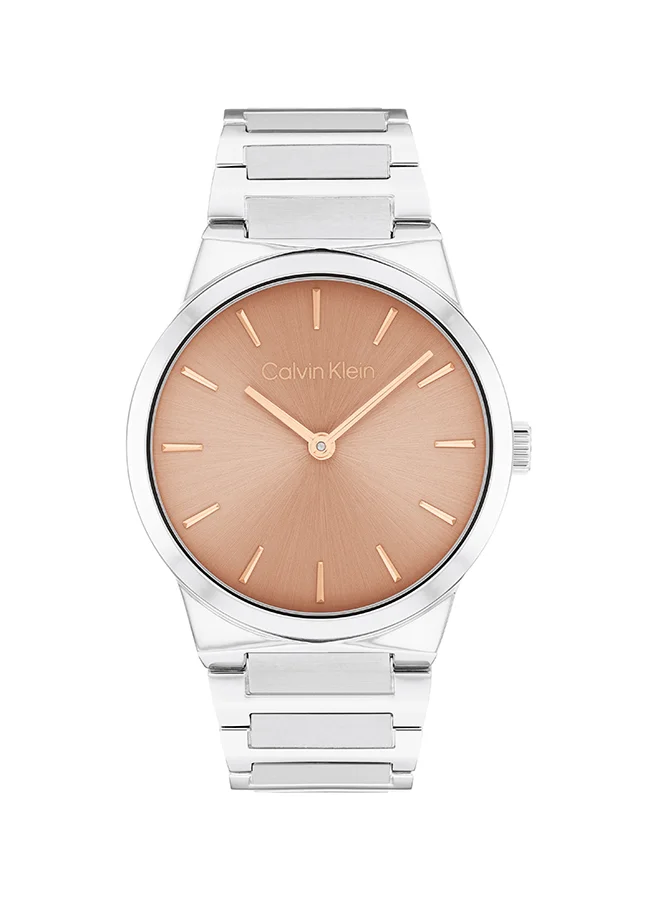 Premium Round Analog Women's Watch with Blush Case and Stainless Steel Band (One Size) ciqi3