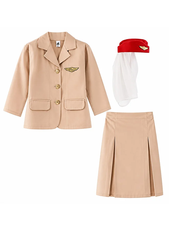 Toy Land Air Hostess Costume Set with Hat for Girls (Premium Role Play Outfit, 120 cm) zh1qj