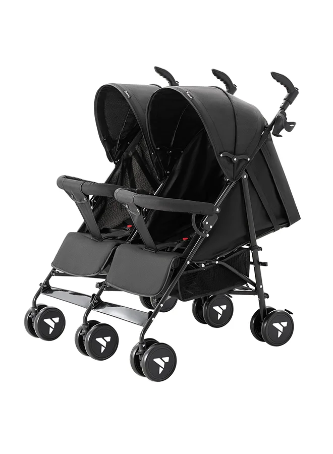 TEKNUM Lightweight Twin Baby Stroller, Premium Foldable Double Pushchair for Infants and Toddlers (Black) jx89i
