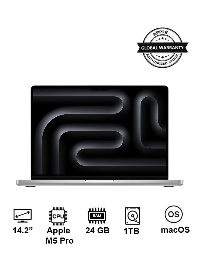 Premium Smart Laptop Pro 14.2 Inch Display (24GB RAM, 1TB SSD, Silver) High-Performance Professional Notebook with English and Arabic Keyboard m4uci