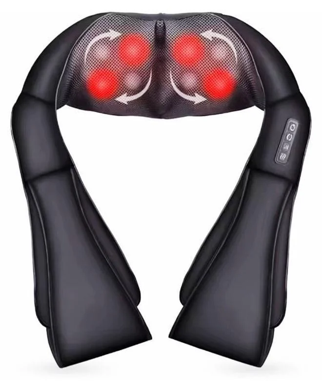 Premium Electric Neck and Back Massager with Heat 3D Deep Tissue Kneading Pillow for Muscle Relaxation (Portable, Home and Office Use) 2lkb9