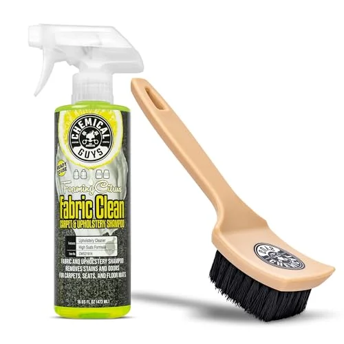 Premium Citrus Fabric Cleaner and Interior Brush Set for Car Upholstery and Carpets (473 mL) 2bcim