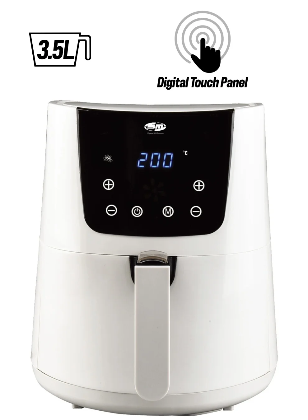 Bm Digital Air Fryer Premium Oil-Free Cooker with Touch Display (White, 3.5 L) rkifz