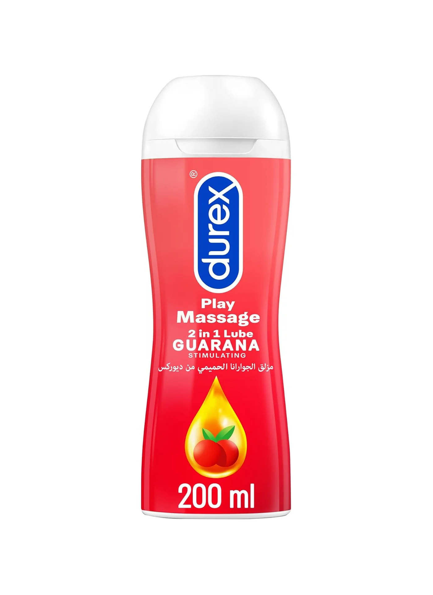 Premium 2-in-1 Massage Gel and Personal Lubricant with Guarana Extract (200 mL) zv44m