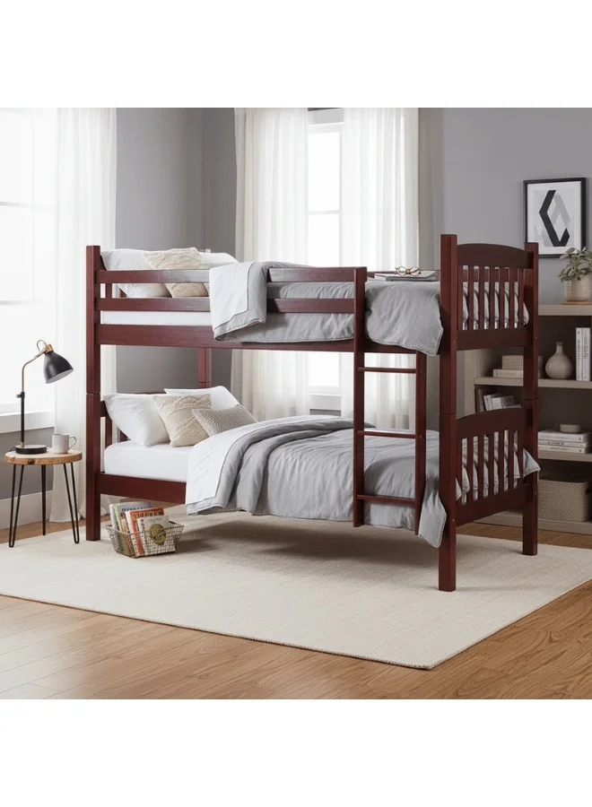 Kera Kids Bunk Bed Premium Wooden Frame (Brown, 90x200 cm) i54uo