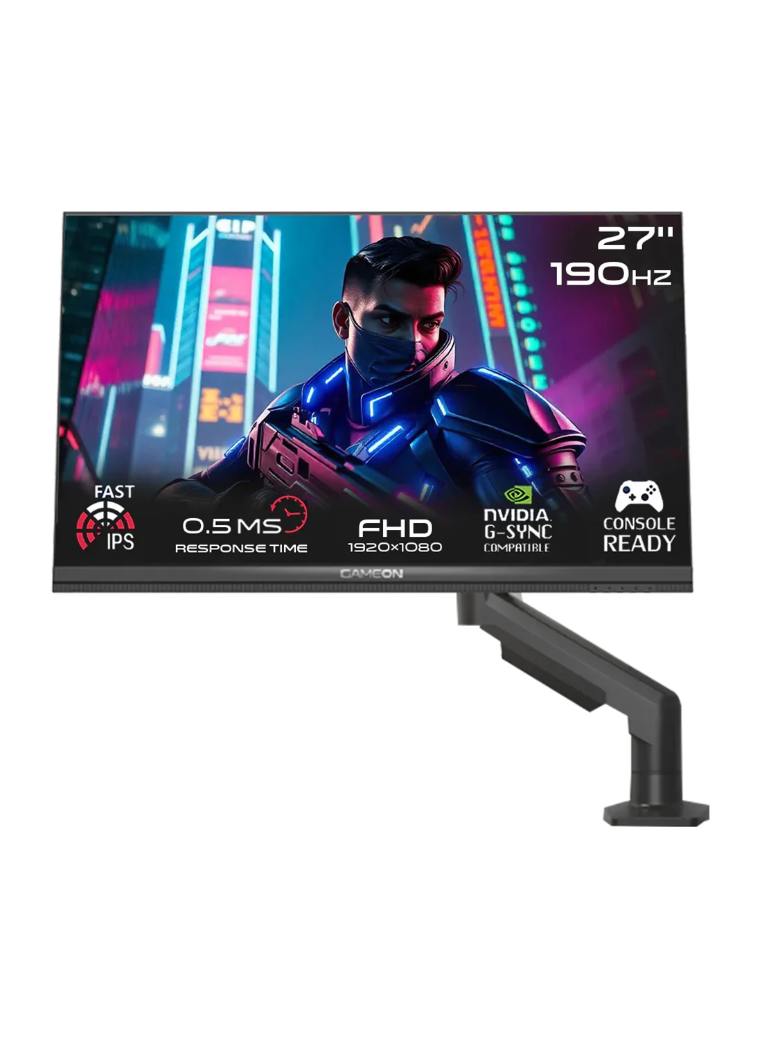 GAMEON 27-Inch FHD Fast IPS Gaming Monitor 190Hz Refresh Rate 0.5ms Response Time HDMI 2.1 Display (Black, 68.58 cm) ze0xd