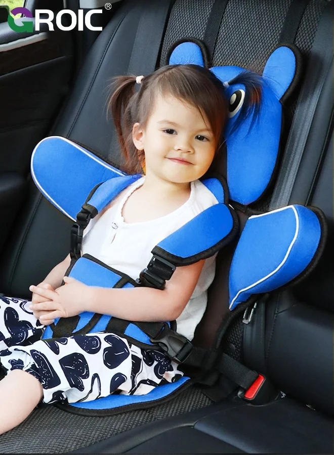 GROIC Portable Child Car Booster Seat Foldable Safety Cushion for Kids (Blue, Universal Fit) dhafw