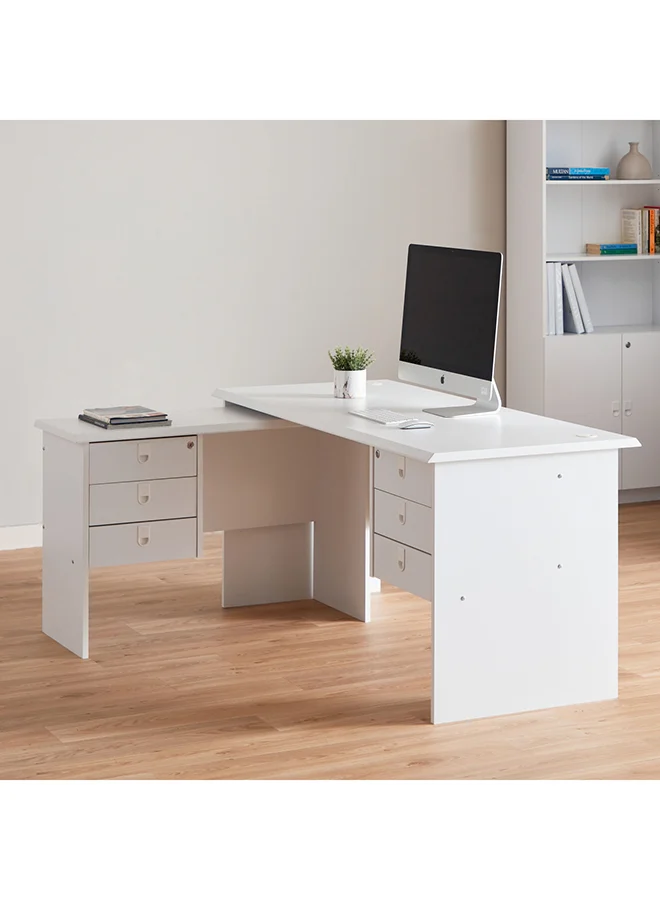 Home Box Lisbon Corner Office Desk with 6 Drawers (70x75x160 cm) s8f4z