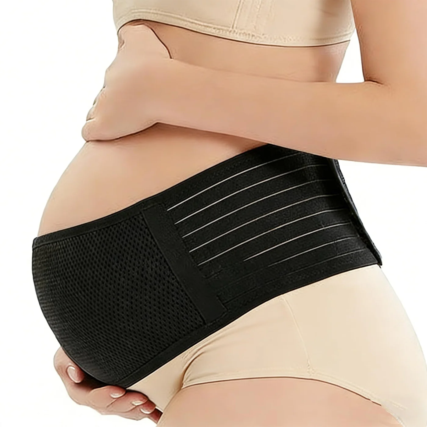Leeveel Maternity Belly Band Support Belt for Pregnancy Back and Pelvic Pain Relief (Black, Adjustable) 4r0fq