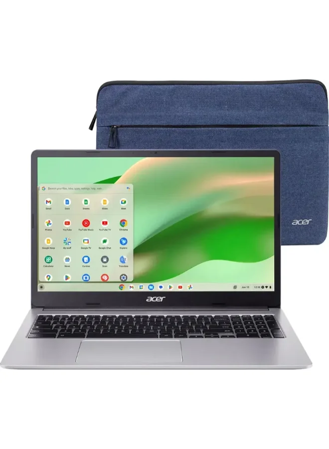 Premium 15.6-Inch Full HD Laptop with Protective Sleeve (Silver, 4GB RAM, 64GB Storage) fcqls