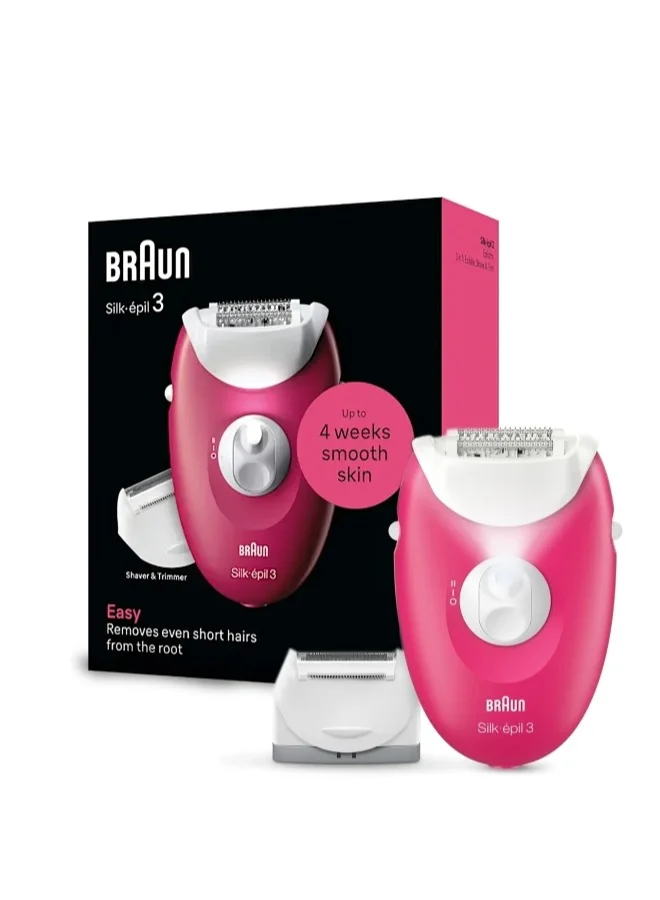 Premium Electric Epilator and Shaver Set with Smart Light and Cleaning Brush (Red, Corded) ne4dn