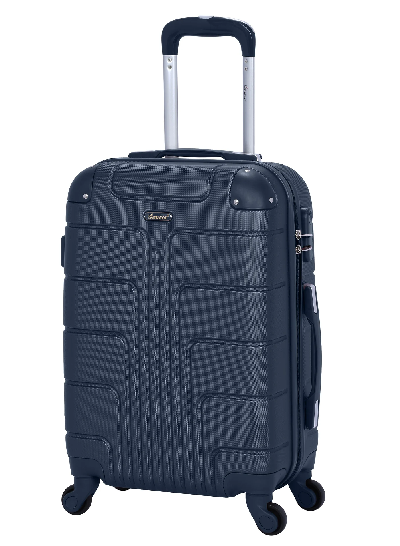 SENATOR Hard Case Travel Cabin Luggage Trolley Lightweight Suitcase with 4 Spinner Wheels (Navy Blue, 55 cm) 6fs1y