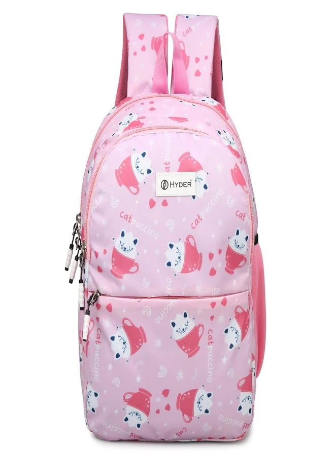 HYDER Kids Zippy Catpuccino Backpack Premium Waterproof Lightweight School Bag for Boys and Girls (Pink, 20L) l5xka