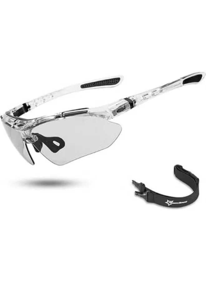 Rockbros Photochromic Sports Sunglasses Premium Cycling Eyewear with Removable Elastic Band for Men (One Size) 9kj58