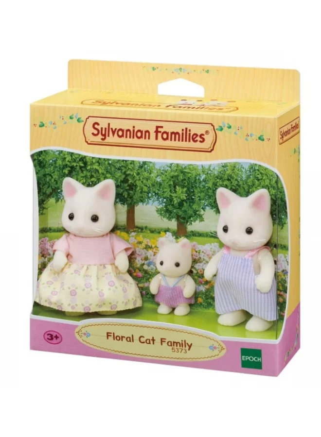 Floral Cat Family Miniature Animal Figure Set (4-Piece Collectible Toy for Kids) 89d1a